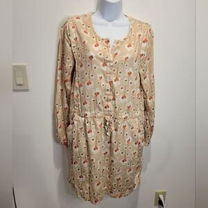 Love hanna women's size m beige floral print cotton dress